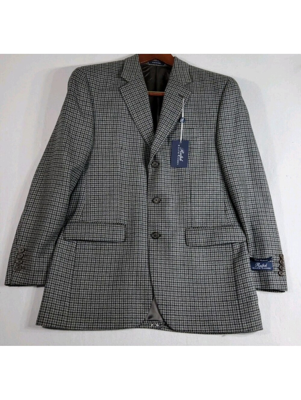 Ralph Lauren Mens 29R Wool Cashmere Blazer Houndstooth Black Gray Sport Coat NWT